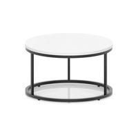 Impulse 800mm Round Coffee Table With Metal Frame White Top Black Leg