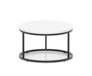 Impulse 800mm Round Coffee Table With Metal Frame White Top Black Leg