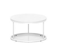 Impulse 800mm Round Coffee Table With Metal Frame White Top White Leg