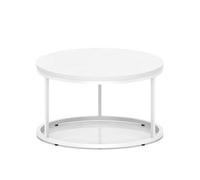 Impulse 800mm Round Coffee Table With Metal Frame White Top White Leg