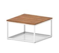 Impulse 800mm Square Coffee Table Metal Frame Walnut Top White Leg