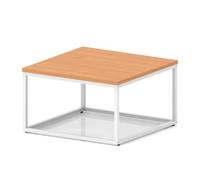 Impulse 800mm Square Coffee Table With Metal Frame Beech Top White Leg