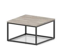 Impulse 800mm Square Coffee Table With Metal Frame Grey Oak Top Black Leg