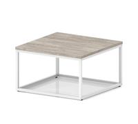 Impulse 800mm Square Coffee Table With Metal Frame Grey Oak Top White Leg