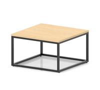 Impulse 800mm Square Coffee Table With Metal Frame Maple Top Black Leg