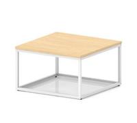 Impulse 800mm Square Coffee Table With Metal Frame Maple Top White Leg