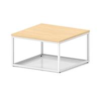 Impulse 800mm Square Coffee Table With Metal Frame Maple Top White Leg