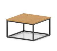 Impulse 800mm Square Coffee Table With Metal Frame Oak Top Black Leg