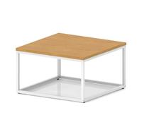 Impulse 800mm Square Coffee Table With Metal Frame Oak Top White Leg
