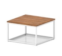 Impulse 800mm Square Coffee Table With Metal Frame Walnut Top White Leg