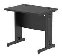 Impulse 800x600mm Straight Desk Black Top Black Cable Managed Leg