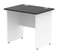 Impulse 800x600mm Straight Office Desk Black Top White Panel End Leg