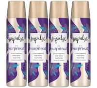 Impulse Be Surprised Body Spray Deodorant 75ml (Pack of 4) - Long-Lasting Citrus & Amber Fragrance, Alcohol-Free, Dermatologically Tested, Travel-Friendly Body Mist for All-Day Freshness