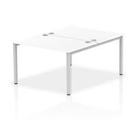 Impulse Bench B2B 2 Person 1200 Silver Frame Office Bench Desk White
