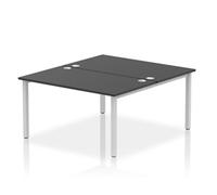 Impulse Bench B2B 2 Person 1400 Silver Frame Office Bench Desk Black