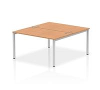 Impulse Bench B2B 2 Person 1400 Silver Frame Office Bench Desk Oak