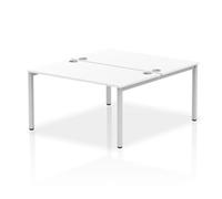 Impulse Bench B2B 2 Person 1400 Silver Frame Office Bench Desk White
