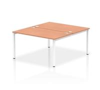 Impulse Bench B2B 2 Person 1400 White Frame Office Bench Desk Beech