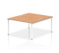 Impulse Bench B2B 2 Person 1400 White Frame Office Bench Desk Oak