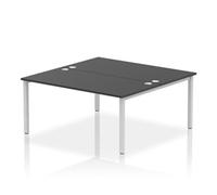 Impulse Bench B2B 2 Person 1600mm Silver Frame Office Bench Desk Black
