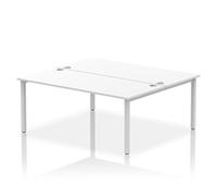 Impulse Bench B2B 2 Person 1800 Silver Frame Office Bench Desk White