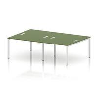 Impulse Bench B2B 4 Person 1200 White Frame Bench Desk Moss Green