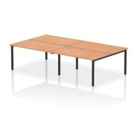Impulse Bench B2B 4 Person 1400 Black Frame Office Bench Desk Oak