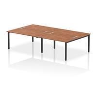 Impulse Bench B2B 4 Person 1400 Black Frame Office Bench Desk Walnut