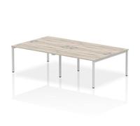 Impulse Bench B2B 4 Person 1400 Silver Frame Bench Desk Grey Oak