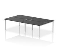 Impulse Bench B2B 4 Person 1400 Silver Frame Office Bench Desk Black
