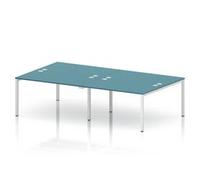 Impulse Bench B2B 4 Person 1400 White Frame Bench Desk Dark Teal