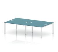 Impulse Bench B2B 4 Person 1400 White Frame Office Bench Desk Dark Teal