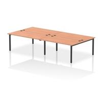 Impulse Bench B2B 4 Person 1600 Black Frame Office Bench Desk Beech