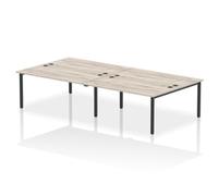 Impulse Bench B2B 4 Person 1600 Black Frame Office Bench Desk Grey Oak
