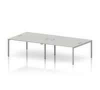 Impulse Bench B2B 4 Person 1600 Silver Frame Bench Desk Dove Grey