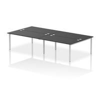 Impulse Bench B2B 4 Person 1600 Silver Frame Office Bench Desk Black