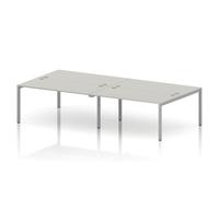 Impulse Bench B2B 4 Person 1600 Silver Frame Office Bench Desk Dove Grey