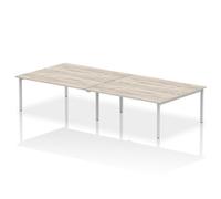 Impulse Bench B2B 4 Person 1800 Silver Frame Bench Desk Grey Oak