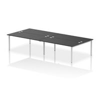 Impulse Bench B2B 4 Person 1800 Silver Frame Office Bench Desk Black