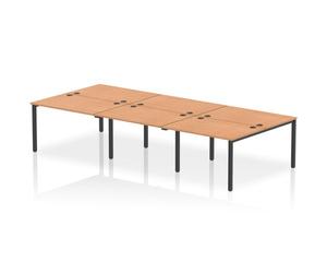 Impulse Bench B2B 6 Person 1200 Black Frame Office Bench Desk Oak