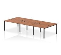 Impulse Bench B2B 6 Person 1200 Black Frame Office Bench Desk Walnut