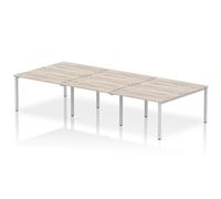 Impulse Bench B2B 6 Person 1200 Silver Frame Bench Desk Grey Oak