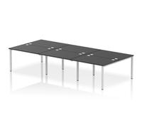 Impulse Bench B2B 6 Person 1200mm Silver Frame Office Bench Desk Black