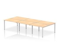 Impulse Bench B2B 6 Person 1200 Silver Frame Office Bench Desk Maple