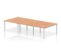 Impulse Bench B2B 6 Person 1200 Silver Frame Office Bench Desk Oak