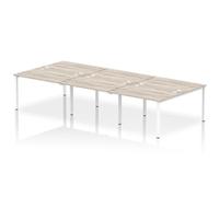 Impulse Bench B2B 6 Person 1200 White Frame Office Bench Desk Grey Oak