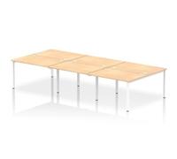 Impulse Bench B2B 6 Person 1200 White Frame Office Bench Desk Maple