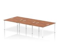 Impulse Bench B2B 6 Person 1200 White Frame Office Bench Desk Walnut