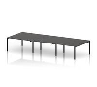Impulse Bench B2B 6 Person 1400 Black Frame Office Bench Desk Carbon Grey