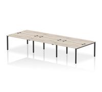 Impulse Bench B2B 6 Person 1400 Black Frame Office Bench Desk Grey Oak